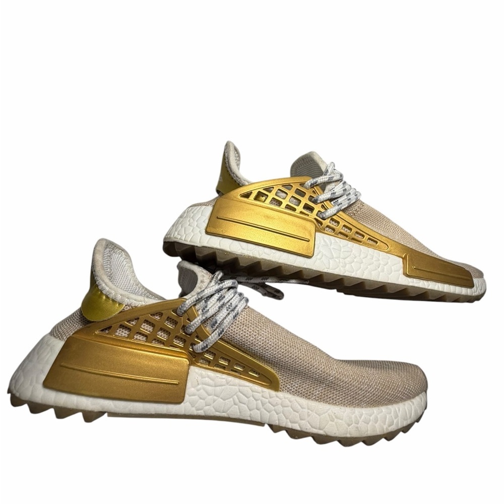 Adidas Pharrell Williams NMD Hu Trail  'HAPPY' China Gold Knit Sneakers Sz 7 - Picture 5 of 15